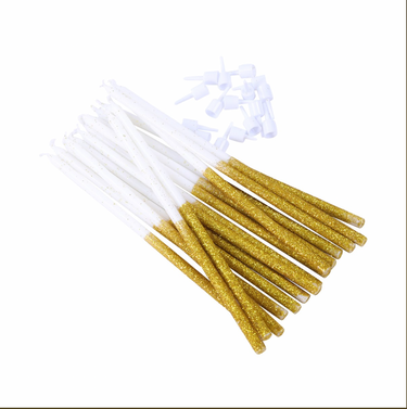 Vela Glitter Dourada PME - Pack 16 unidades